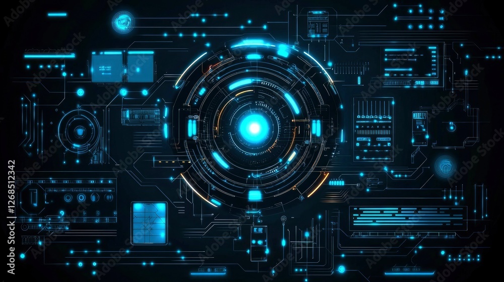 Futuristic Technology Interface Abstract Digital HUD Overlay Futuristic Technology Interface Abstract Digital HUD Overlay