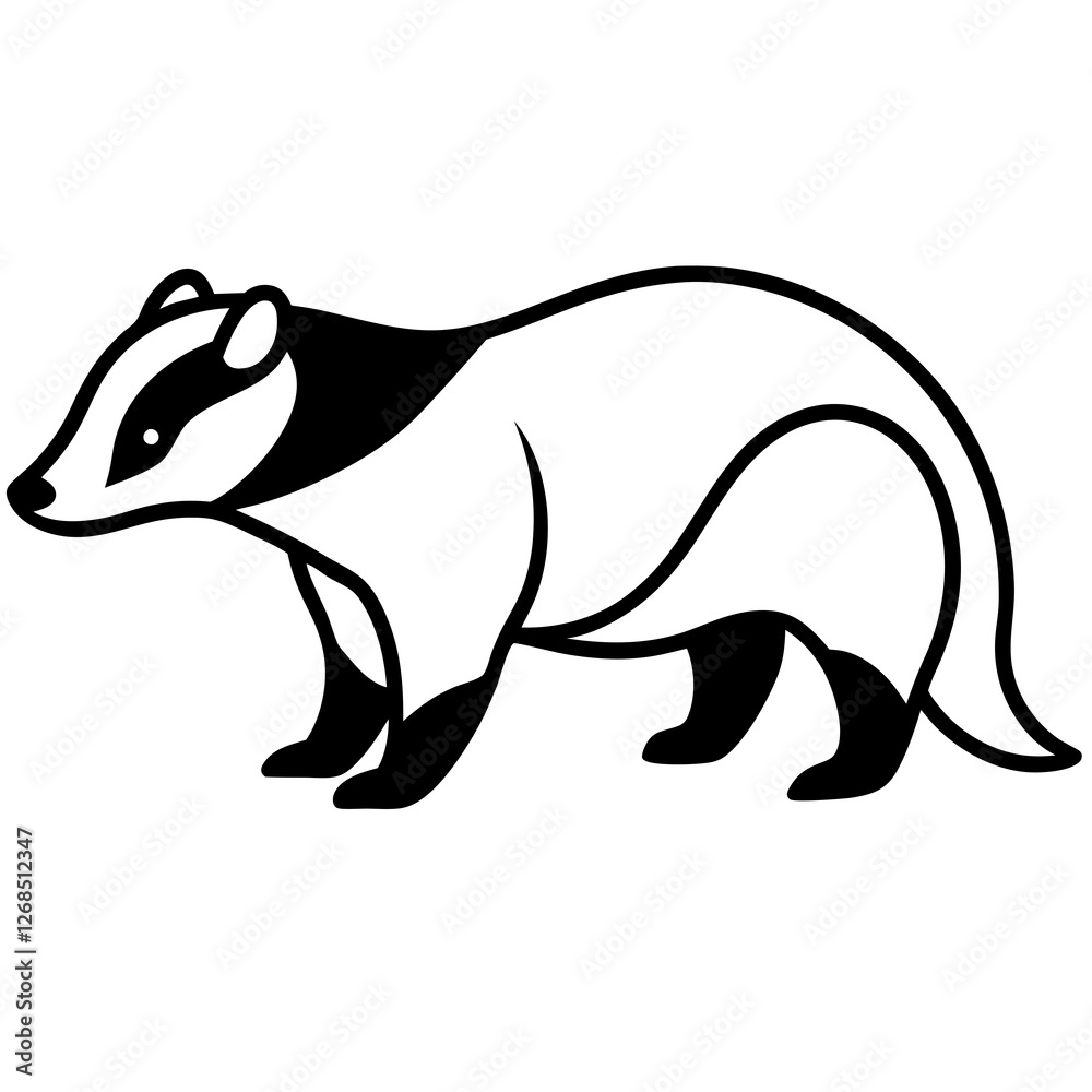 Obraz premium Minimalist Badger Line Art Vector