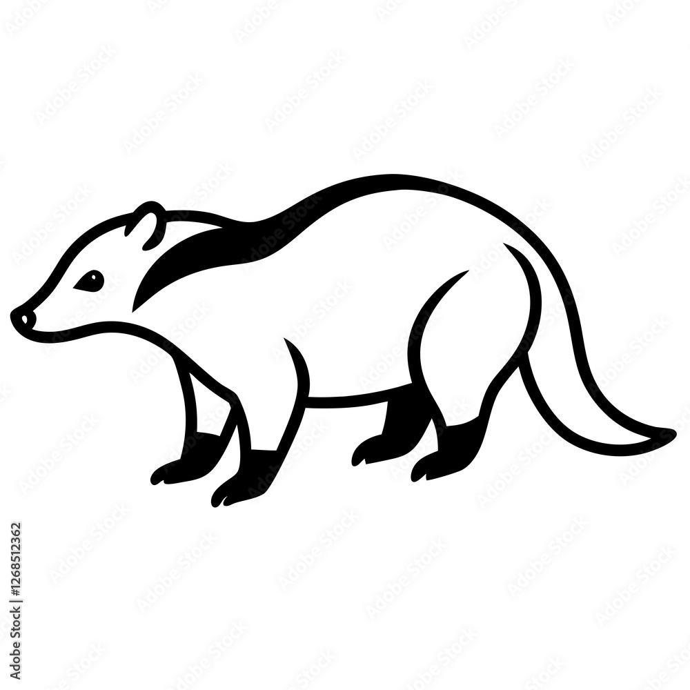 Minimalist Badger Line Art Vector Minimalist Badger Line Art Vector