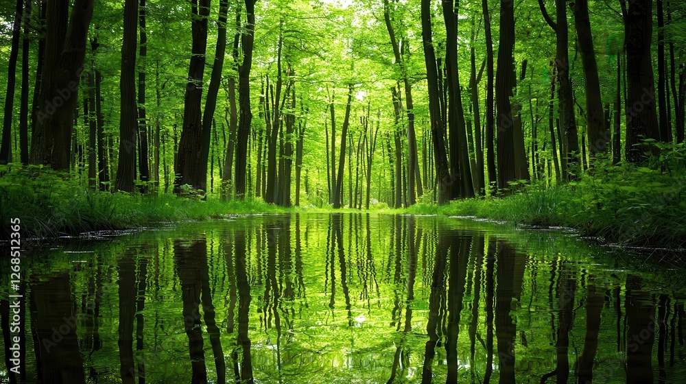Tranquil Forest Reflection Serene Water Mirror Tranquil Forest Reflection Serene Water Mirror