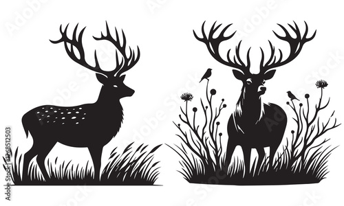 set of deer silhouettes