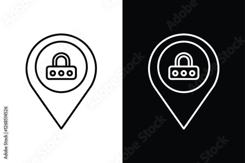 Location Code line icon Vector Illustrations