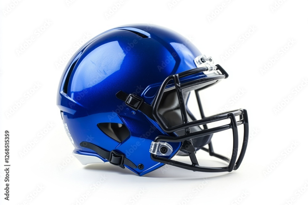 Fototapeta premium Blue football helmet, studio shot, white background, sport