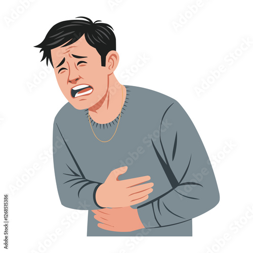 man with stomach pain