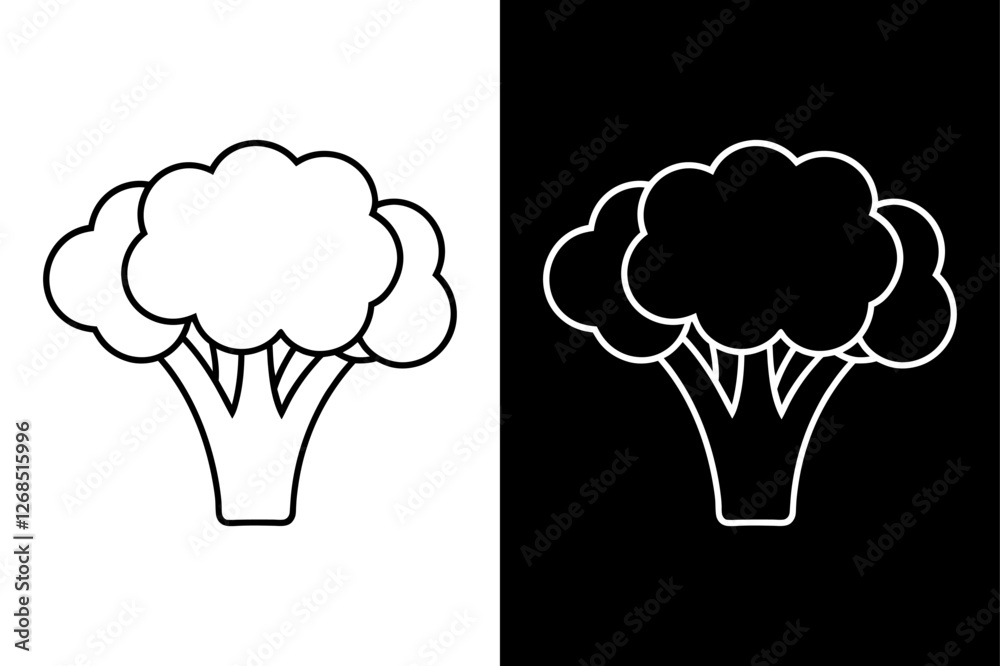 Isolated Broccoli Floret Line Drawing Isolated Broccoli Floret Line Drawing