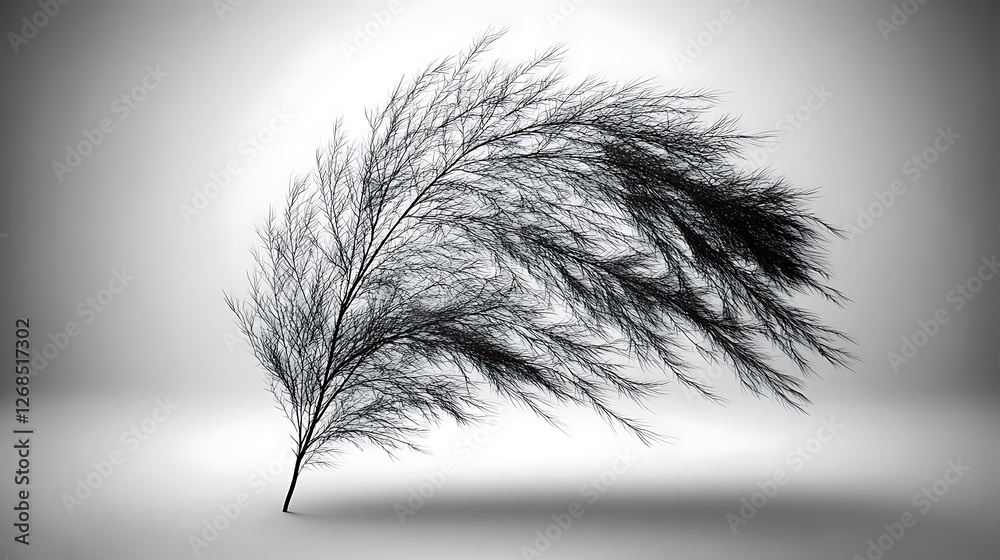 Obraz premium Black feather floats, studio, gray, lightness, design