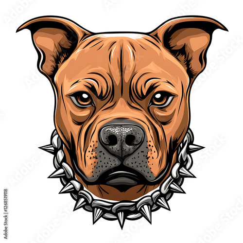 Vector illustration of a head of a spiteful pit bull, on a white background.