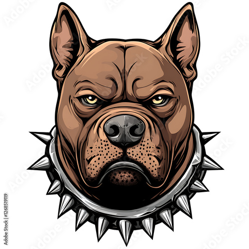 Vector illustration of a head of a spiteful pit bull, on a white background.
