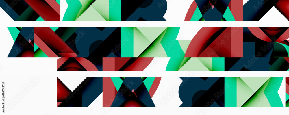 Abstract geometric composition with interlocking circular and angular shapes, featuring smooth gradients and sharp contrasts on a white background Abstract geometric composition with interlocking circular and angular shapes, featuring smooth gradients and sharp contrasts on a white background