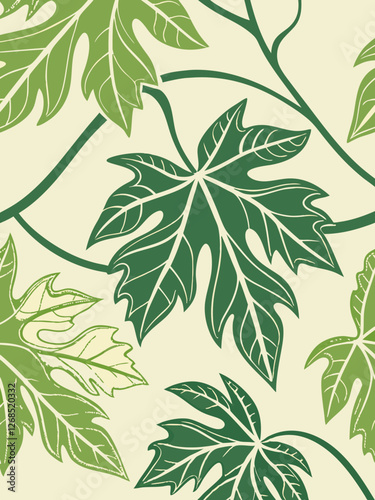 Wallpaper Mural Seamless green leaf floral pattern vector art design Torontodigital.ca