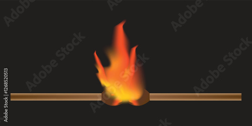 stick burning match cartoon. fire burnt, burnout employee, burn row stick burning match sign. isolated symbol vector illustration