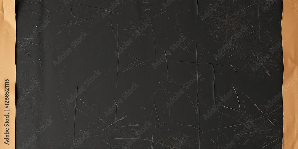 Fototapeta premium Old, wrinkled black paper with a layer of dust on top, wrapped in tattered cardboard, texture, antique, weathered