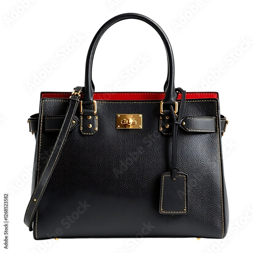 Stylish black handbag with sturdy handles