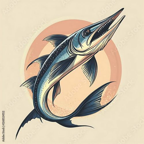 marlin tuna sword fish vintage logo badge sport fishing vector illustration.