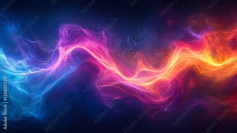 Obraz premium Abstract energy flow, vibrant colors, dark background, digital art, website banner