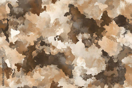 Classic Military Camouflage Pattern in White and Brown Tones
