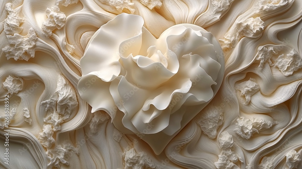 Elegant Heart-Shaped Jasmine Tea Cream with Whipped Texture and Delicate Contrast Elegant Heart-Shaped Jasmine Tea Cream with Whipped Texture and Delicate Contrast