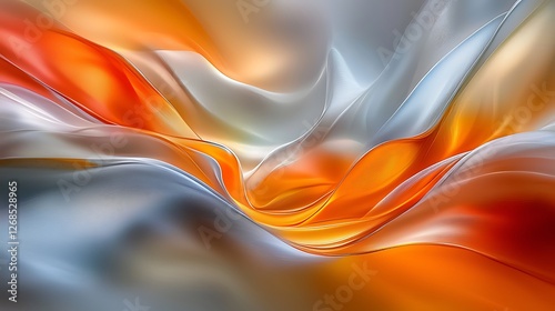 Wallpaper Mural Abstract orange grey waves flowing, digital art, background design Torontodigital.ca