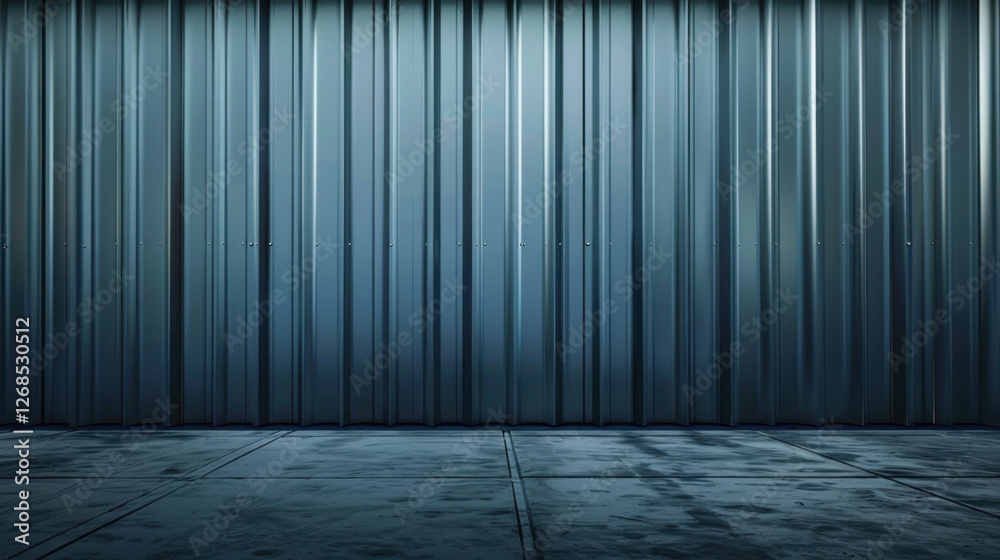 modern industrial interior with textured metal wall and concrete floor, creating sleek and minimalist atmosphere. Ideal for backgrounds or design projects