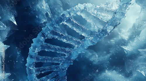 Frozen DNA Helix – Futuristic Genetic Science Concept