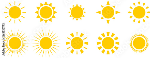 illustration or vector of the sun icon collection. yellow sun icon that has different rays