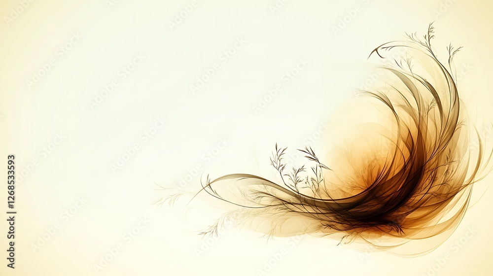 Fototapeta premium Abstract Brown Floral Design On Beige Background