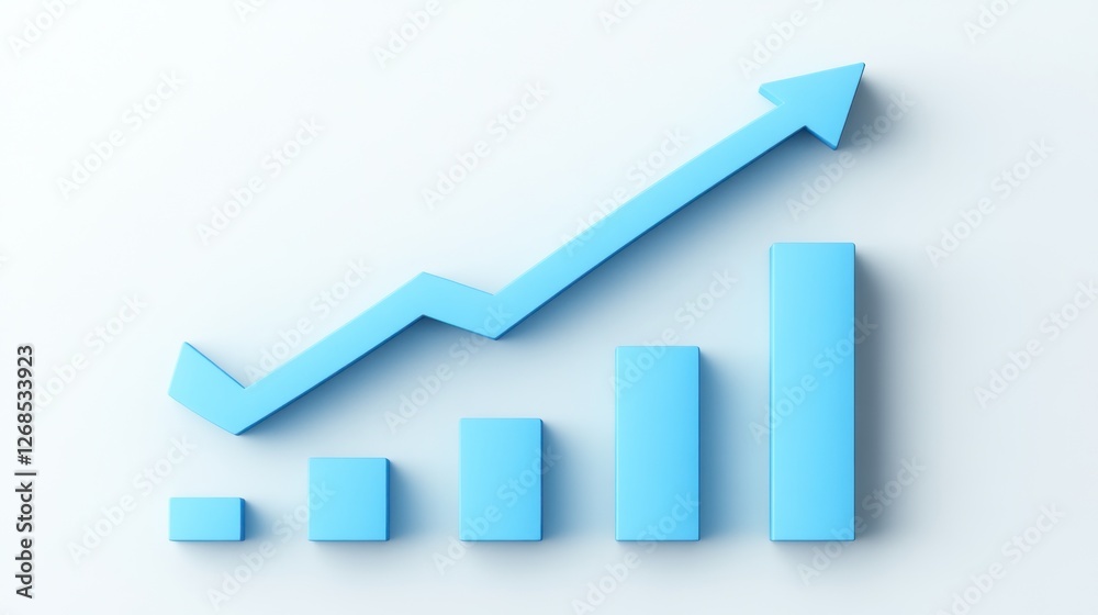 Blue Three Dimensional Growth Chart Arrow Upward Blue Three Dimensional Growth Chart Arrow Upward