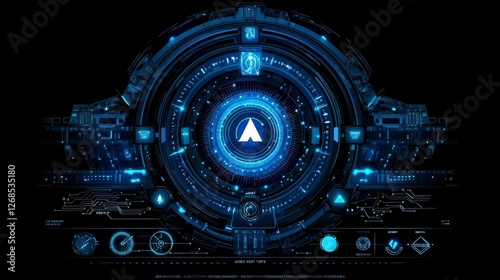 Futuristic Technology Interface Glowing Blue Digital HUD