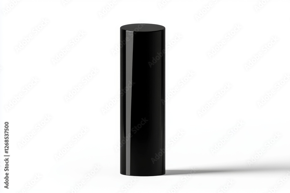 Black cylindrical container mockup, studio, white background, packaging design Black cylindrical container mockup, studio, white background, packaging design