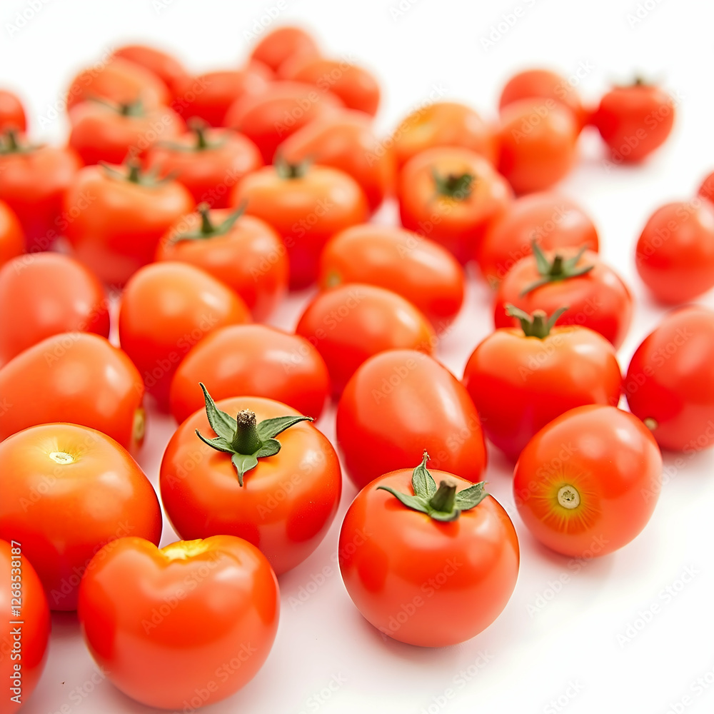 Plump, glossy red cherry tomatoes arranged symmetrically on a white background, showcasing organic freshness, vibrant color, and gourmet appeal in a detailed macro food photography composition.
Plump, glossy red cherry tomatoes arranged symmetrically on a white background, showcasing organic freshness, vibrant color, and gourmet appeal in a detailed macro food photography composition.