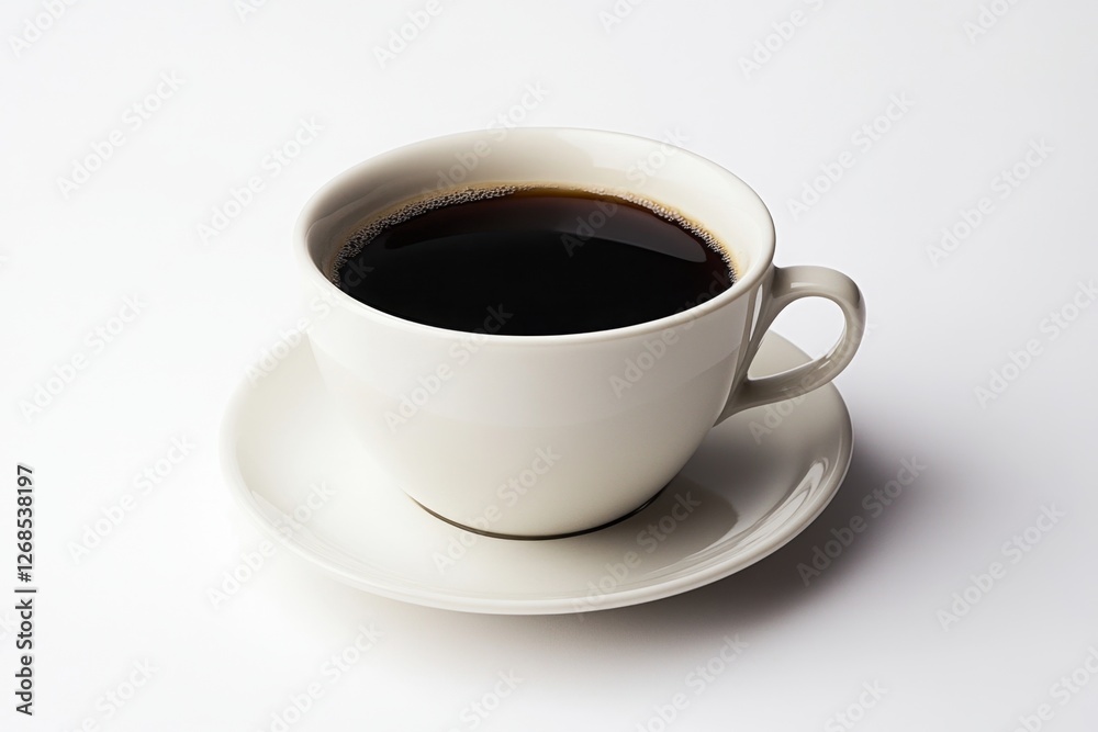 White cup black coffee saucer studio shot White cup black coffee saucer studio shot