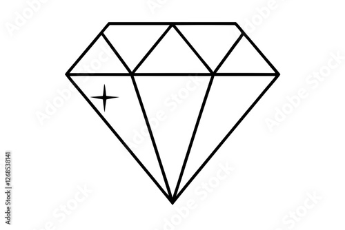 "Elegant Sparkling Diamond Gemstone Icon - Line Art Vector Design"

