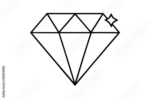 "Elegant Sparkling Diamond Gemstone Icon - Line Art Vector Design"

