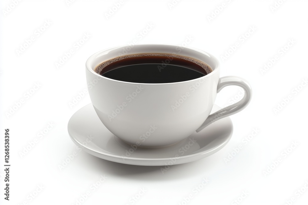 White cup black coffee studio shot, plain background, beverage menu White cup black coffee studio shot, plain background, beverage menu