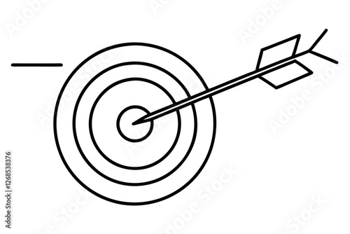 "Bullseye Target with Arrow Line Art Icon for App Design"

