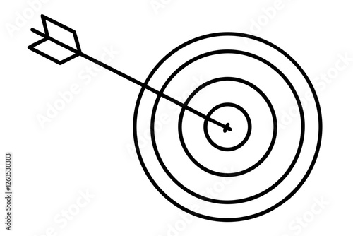 "Bullseye Target with Arrow Line Art Icon for App Design"

