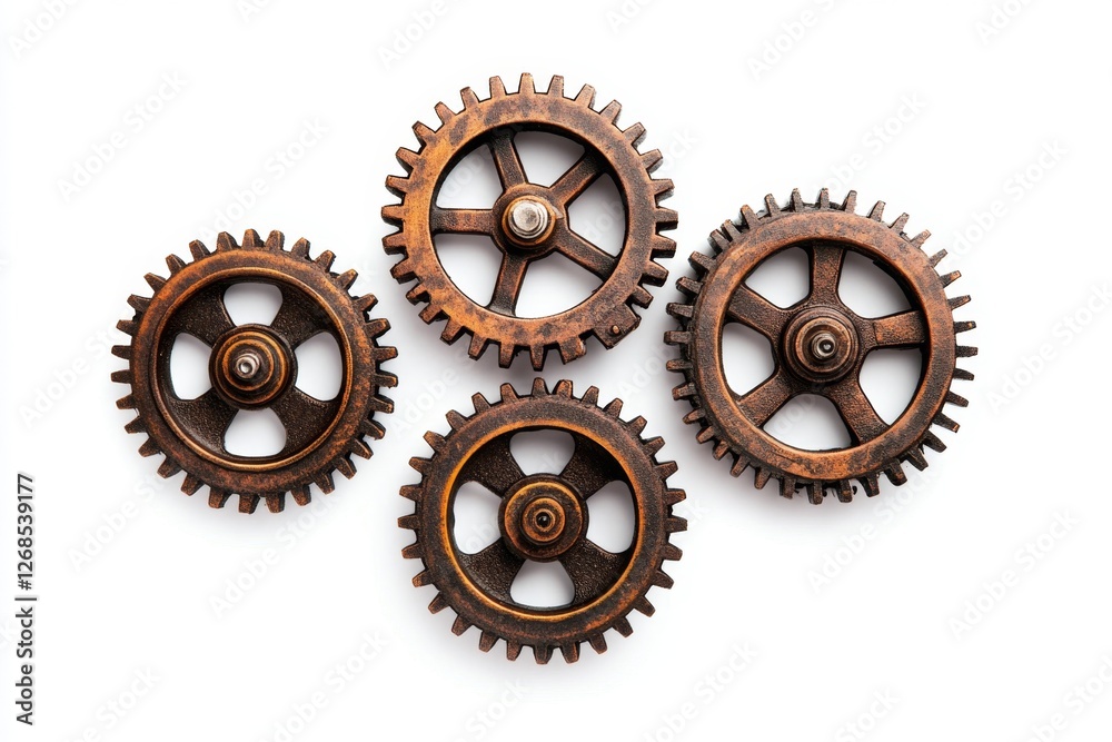 Interlocking wooden gears on white background, teamwork concept Interlocking wooden gears on white background, teamwork concept
