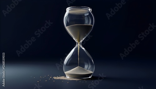 Hourglass Highlighting Time’s Flow Against Black Background,symbolizing countdown and passing time