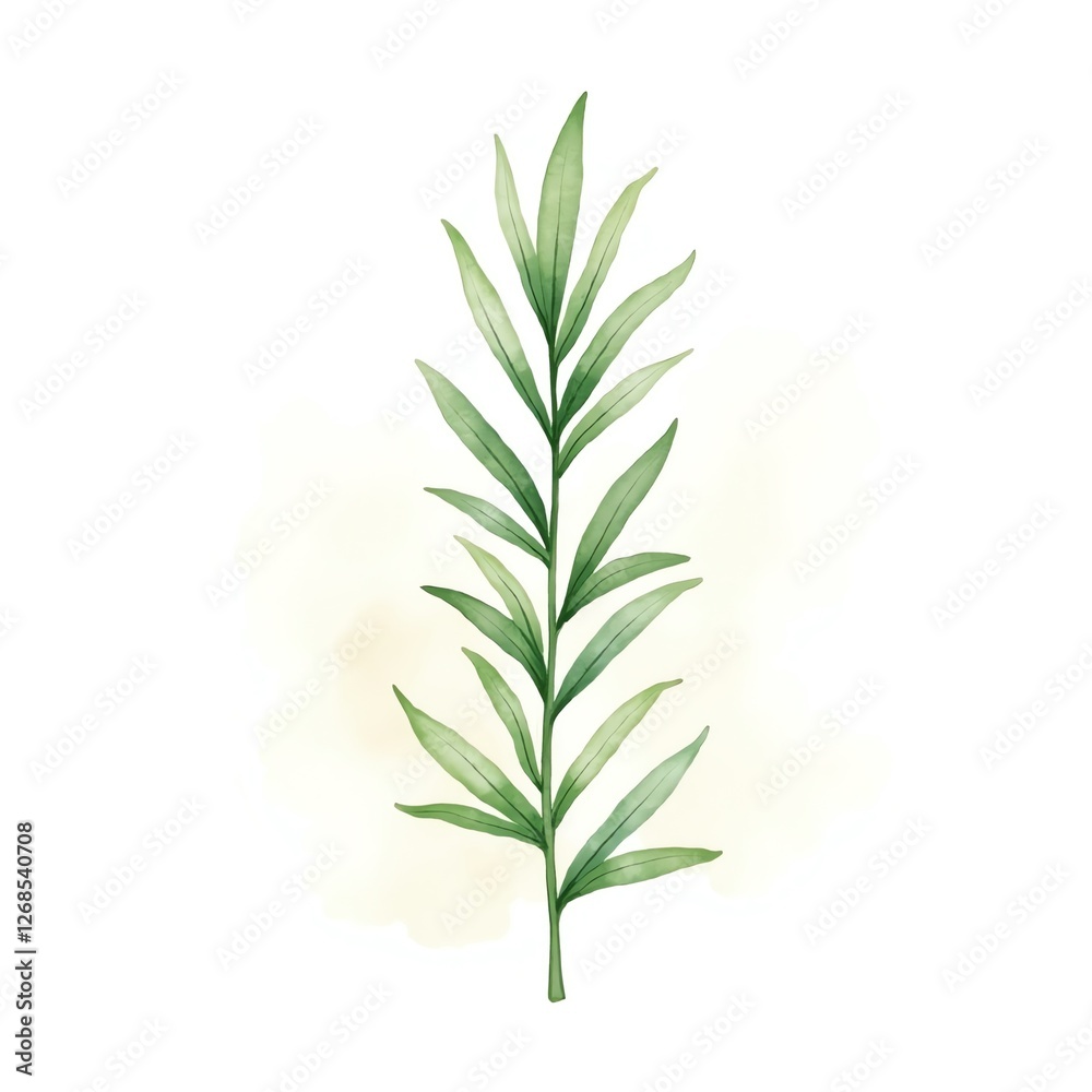 Fototapeta premium Elegant Watercolor Green Leaf Botanical Illustration