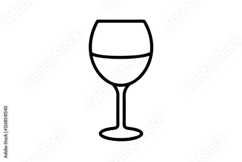 Wine Glass with Wine for Tasting Flat Vector Icon