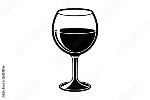 Wine Glass with Wine for Tasting Flat Vector Icon