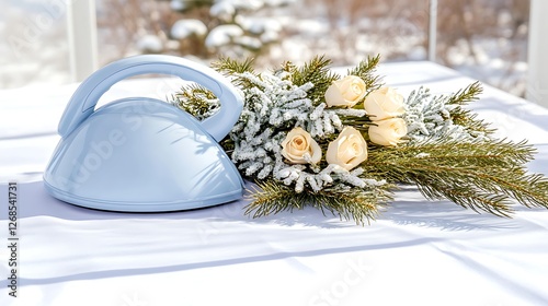 Kettle and flowers still life