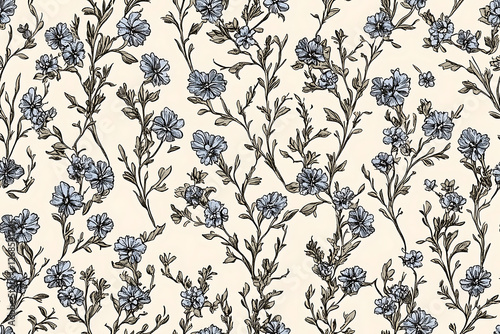 Ditsy Fashion Print. Flower Bouquets Vector Seamless Pattern. Simple Flower Garlands. Millefleurs Liberty Style. Floral Design. Blooming Meadow. 