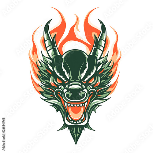 Dragon hGreen tree dragon head .Vector illustration.