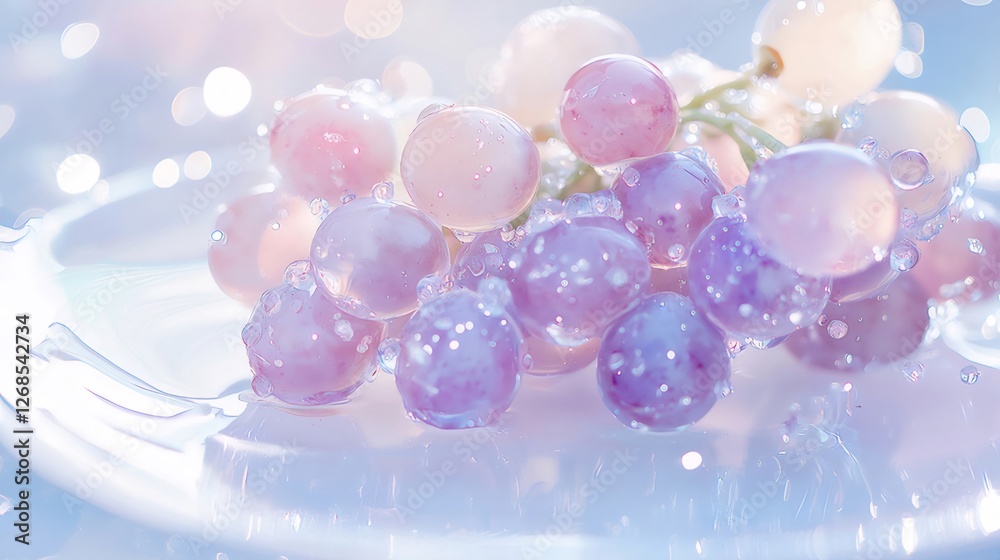 Washed grapes, plate, bokeh, studio Washed grapes, plate, bokeh, studio