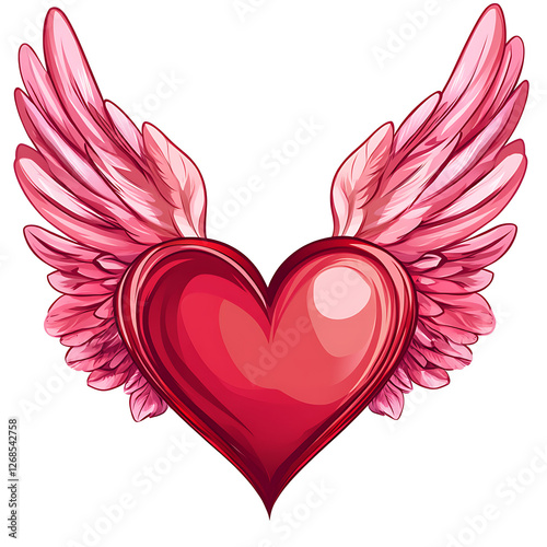Heart, wings icon. Line art. White background. Social media icon. Business concept. Sign, symbol, web element. Tattoo template. Website pictogram.