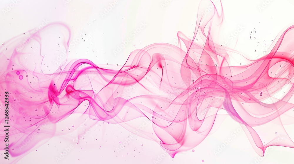 Fototapeta premium Soft pink smoke swirls gracefully across light background, creating ethereal and dreamy atmosphere. flowing patterns evoke sense of calm and creativity
