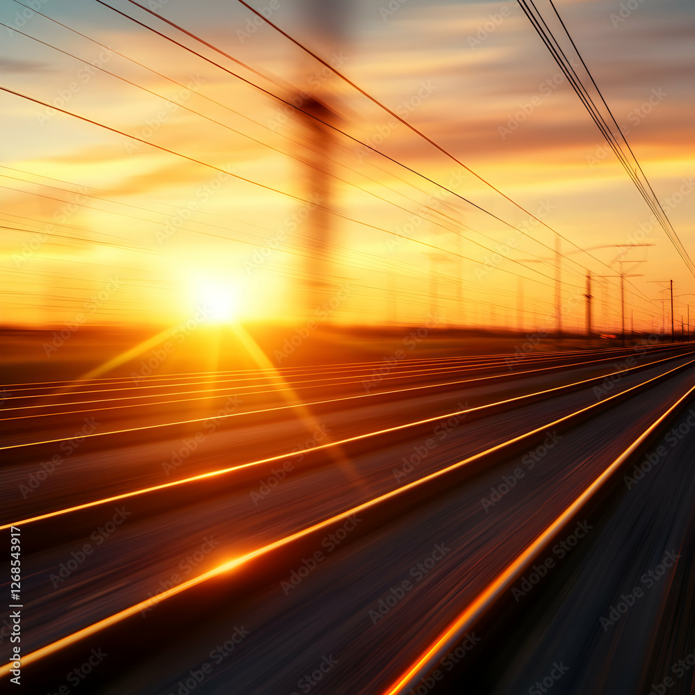 Train Tracks at Sunset Motion Blur Train Tracks at Sunset Motion Blur