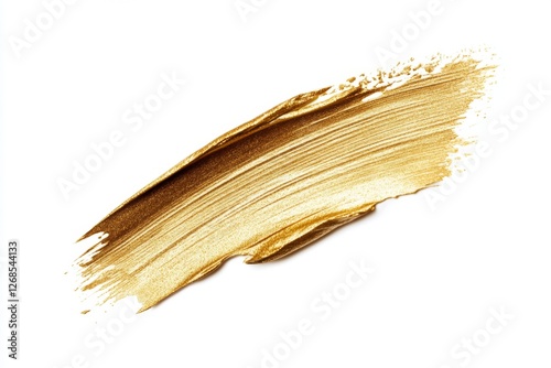 Gold paint stroke, texture, white background, design element (1)