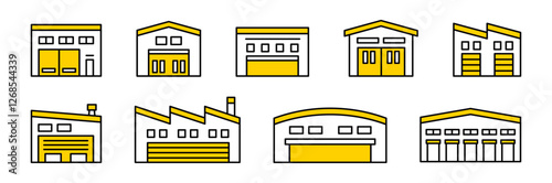 物流・倉庫・工場の建物外観イラストアイコン2